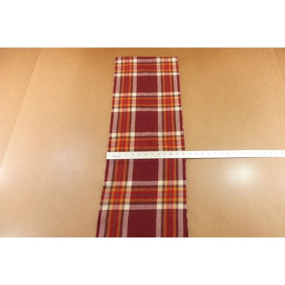 Old Navy Mens Burgundy Plaid Soft Flannel Tassel Scarf NWT